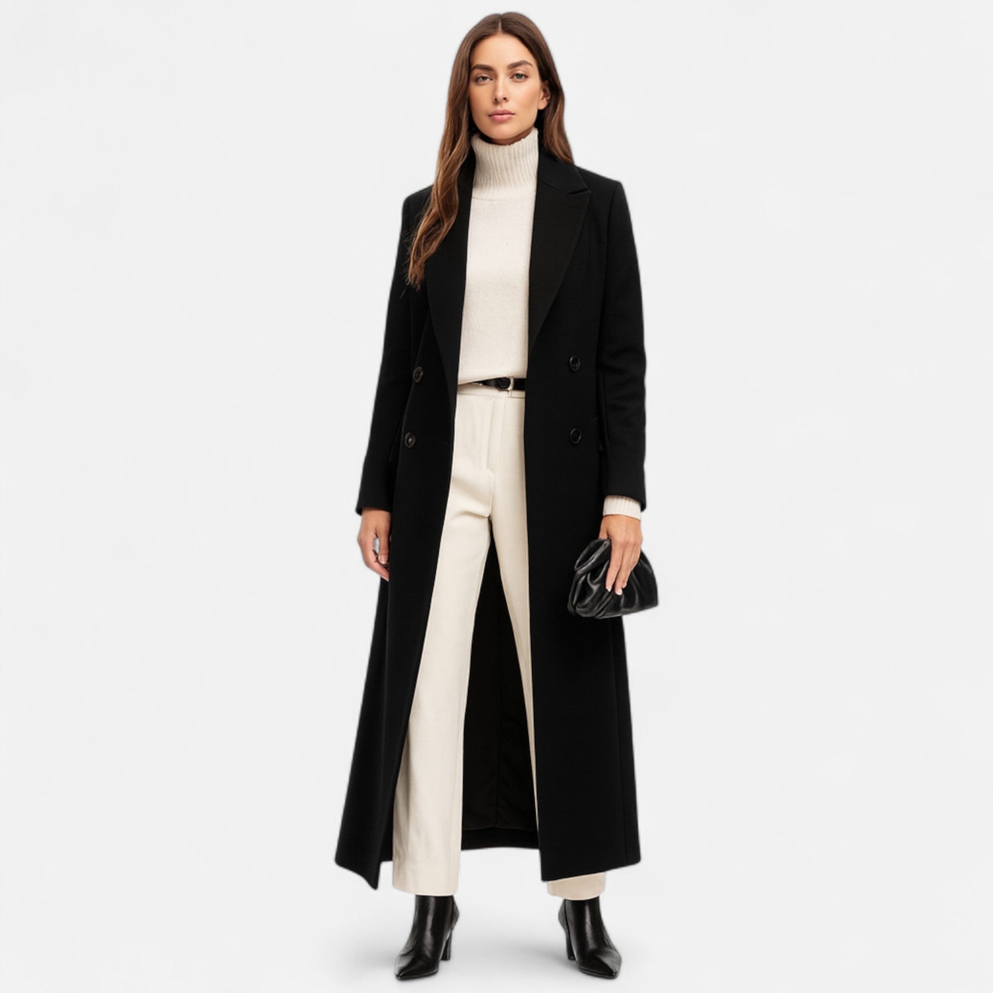 Women’s Black Maxi Overcoat – Longline Tailored Outerwear for All-Season Elegance 2