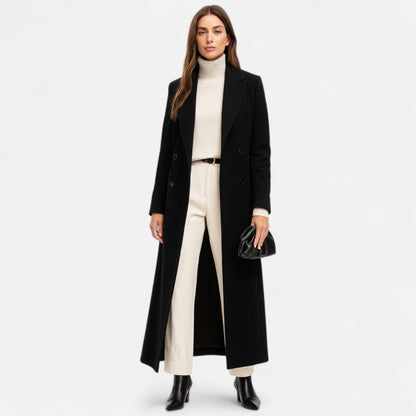 Women’s Black Maxi Overcoat – Longline Tailored Outerwear for All-Season Elegance 2