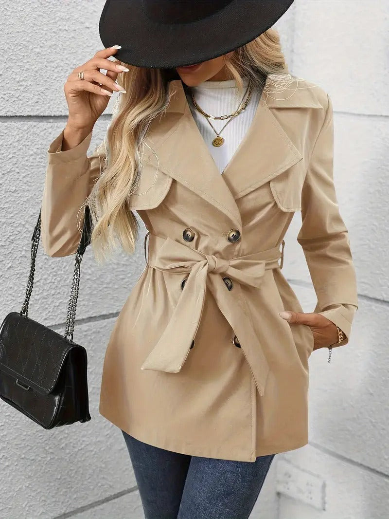 Classic Double Breasted Ladies Trench Coat - VogeLuxe
