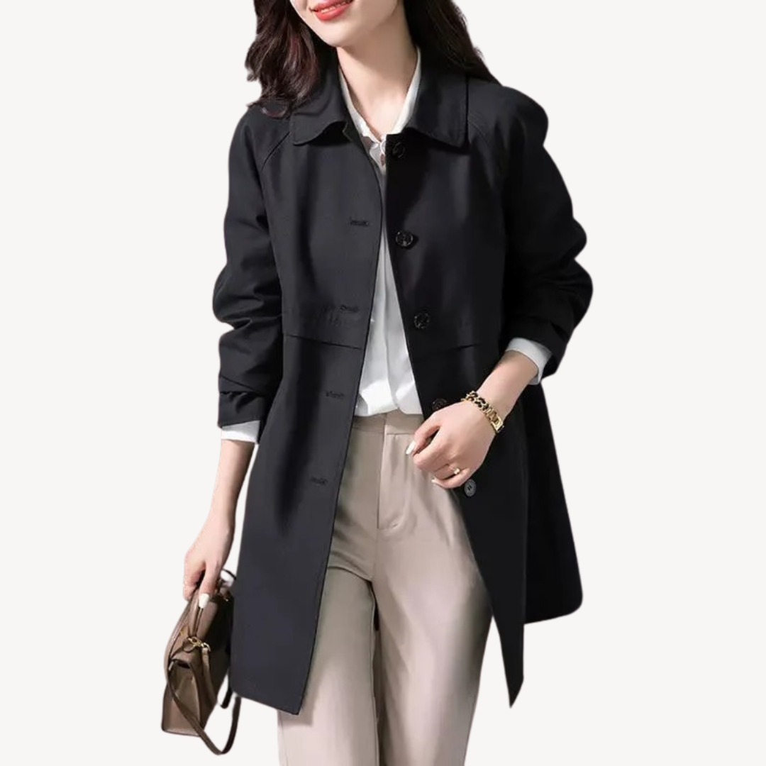 VogeLuxe | Women’s Elegant Mid-Length Trench Coat