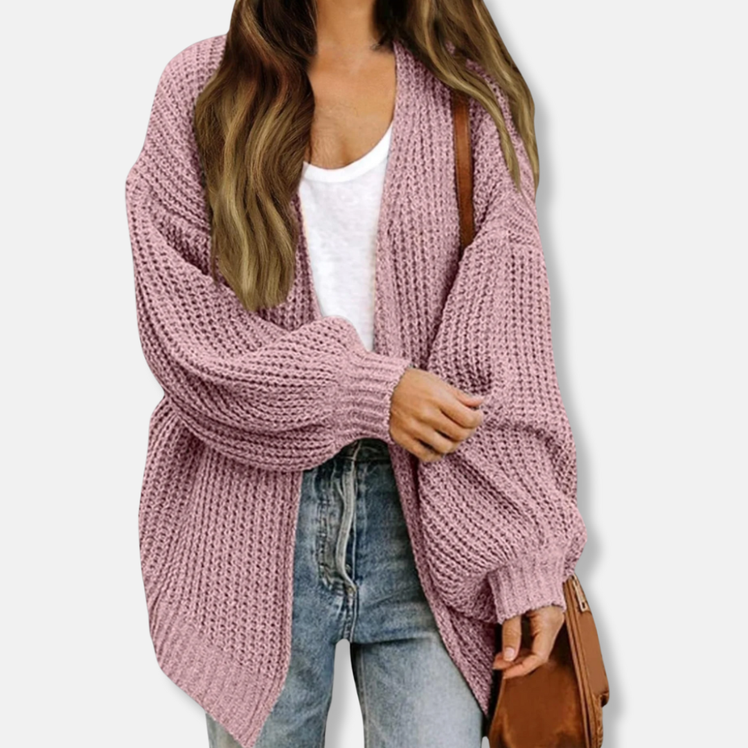 Women’s Cardigan – Oversized Fit – Chunky Knit – Open Front – Lantern Sleeves – Wool Blend 4