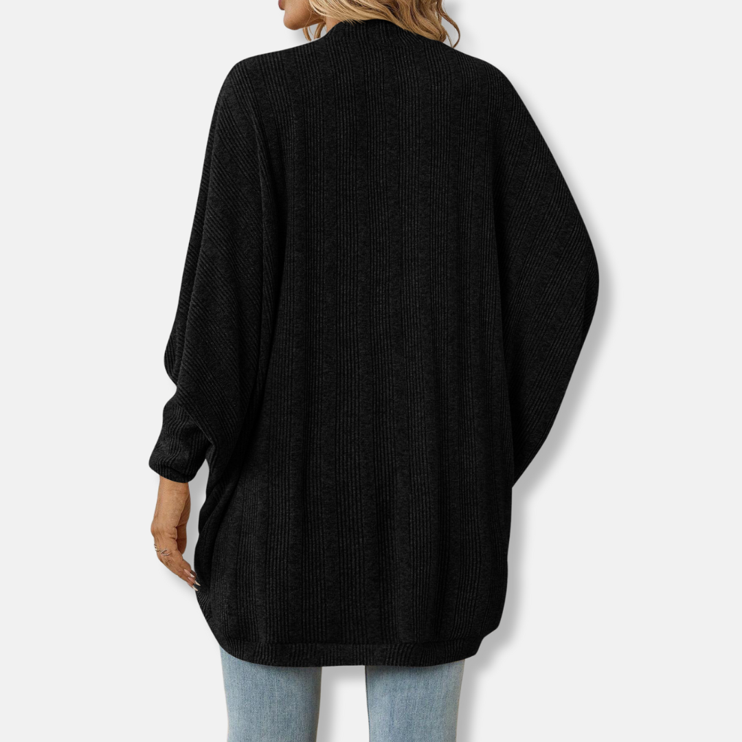 Women’s Cardigan – Oversized Fit – Knit Texture – Open Front – Batwing Sleeves 2