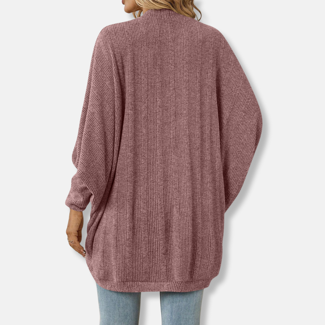 Women’s Cardigan – Oversized Fit – Knit Texture – Open Front – Batwing Sleeves 4