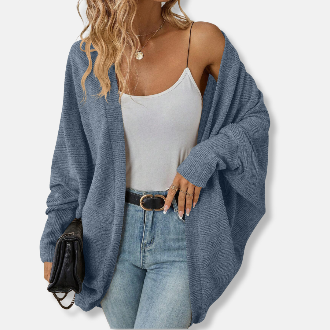 Women’s Cardigan – Oversized Fit – Knit Texture – Open Front – Batwing Sleeves 5