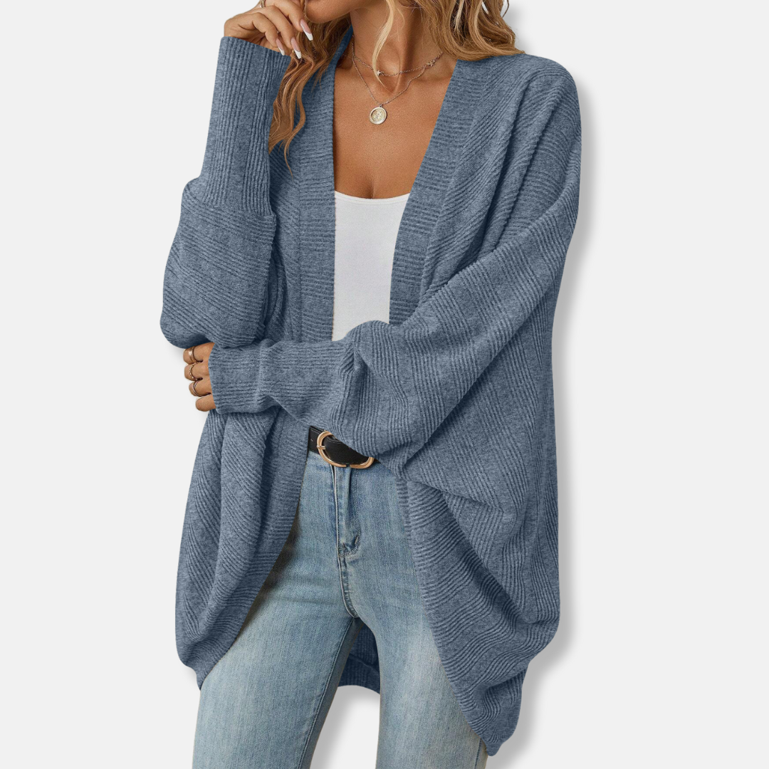 Women’s Cardigan – Oversized Fit – Knit Texture – Open Front – Batwing Sleeves 6