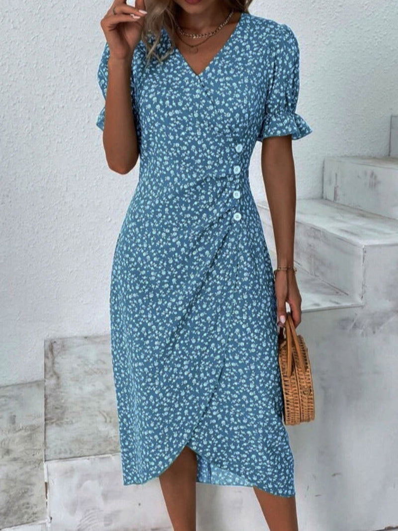 Elegant Ladies' Button Front Midi Dress