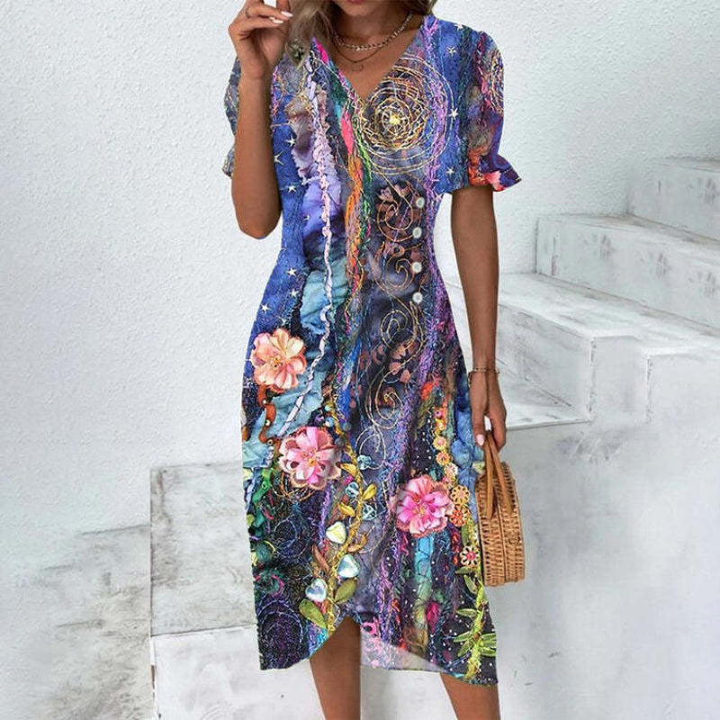 Elegant Ladies' Button Front Midi Dress