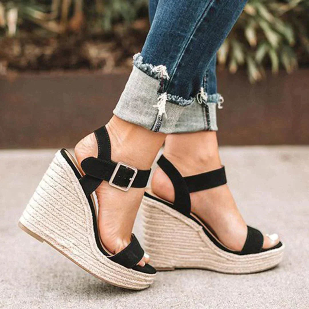 Ladies High Heel Summer Sandals with Buckle Strap