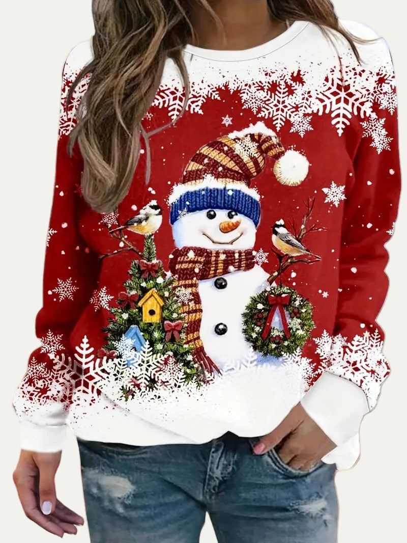 Women’s Christmas Snowman Crew Neck Sweatshirt 0