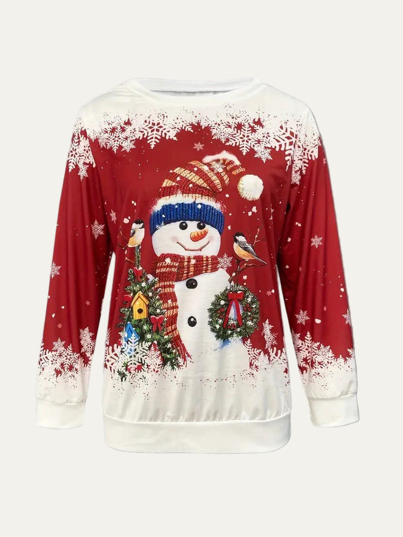Women’s Christmas Snowman Crew Neck Sweatshirt 1