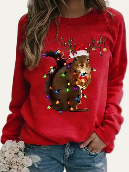 Women’s Christmas Squirrel Print Top 0