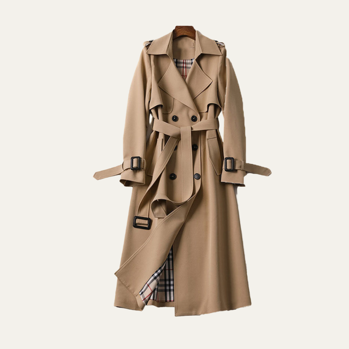 Women’s Classic Belted Trench Coat – Timeless Double-Breasted Design 0