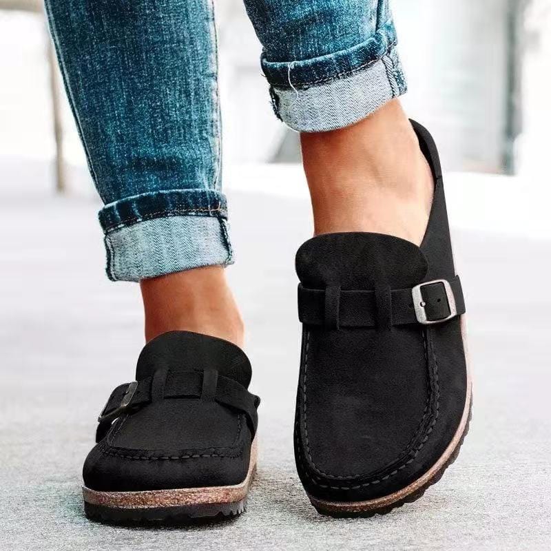 Elegant Women's Slip On Loafers with Buckle - VogeLuxe