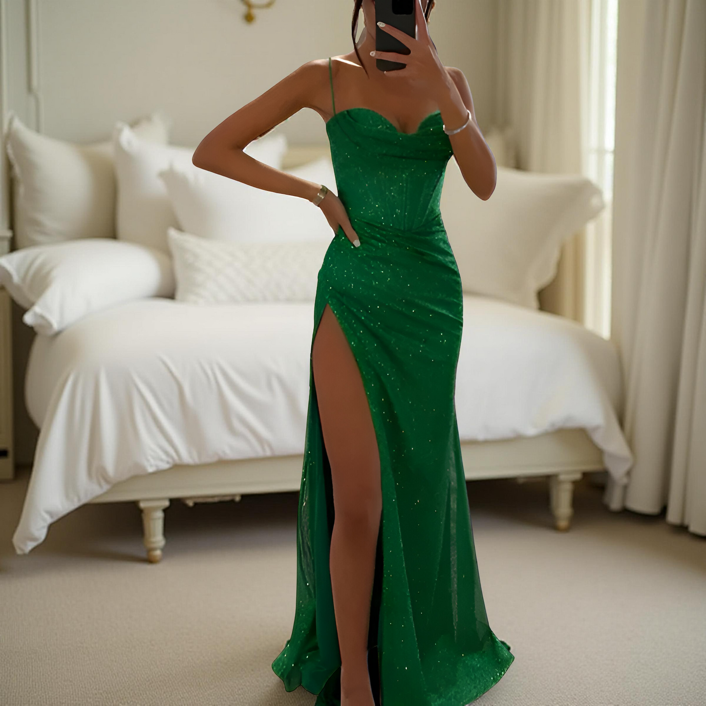 Elegant Fitted Waist Midi Dress