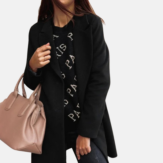 Women’s Coat – Tailored Fit – Wool Look – Double Breasted – Mid Length 0