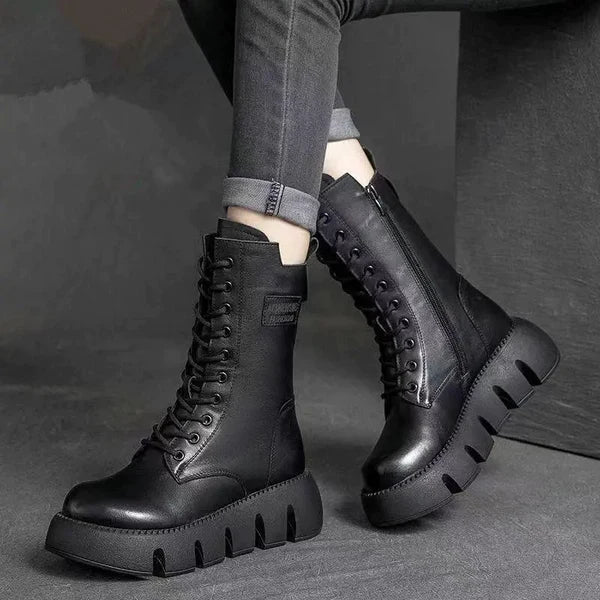 Ladies Knee High Leather Boots - BritishElegance
