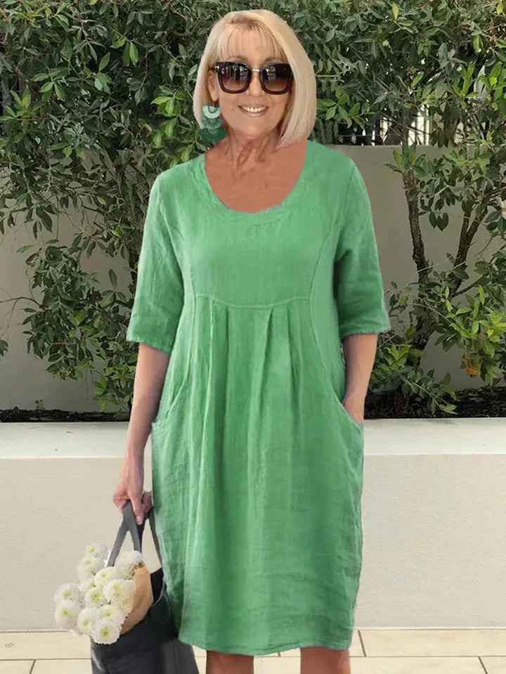 Ladies Casual Knee Length Half Sleeve Dress - VogeLuxe