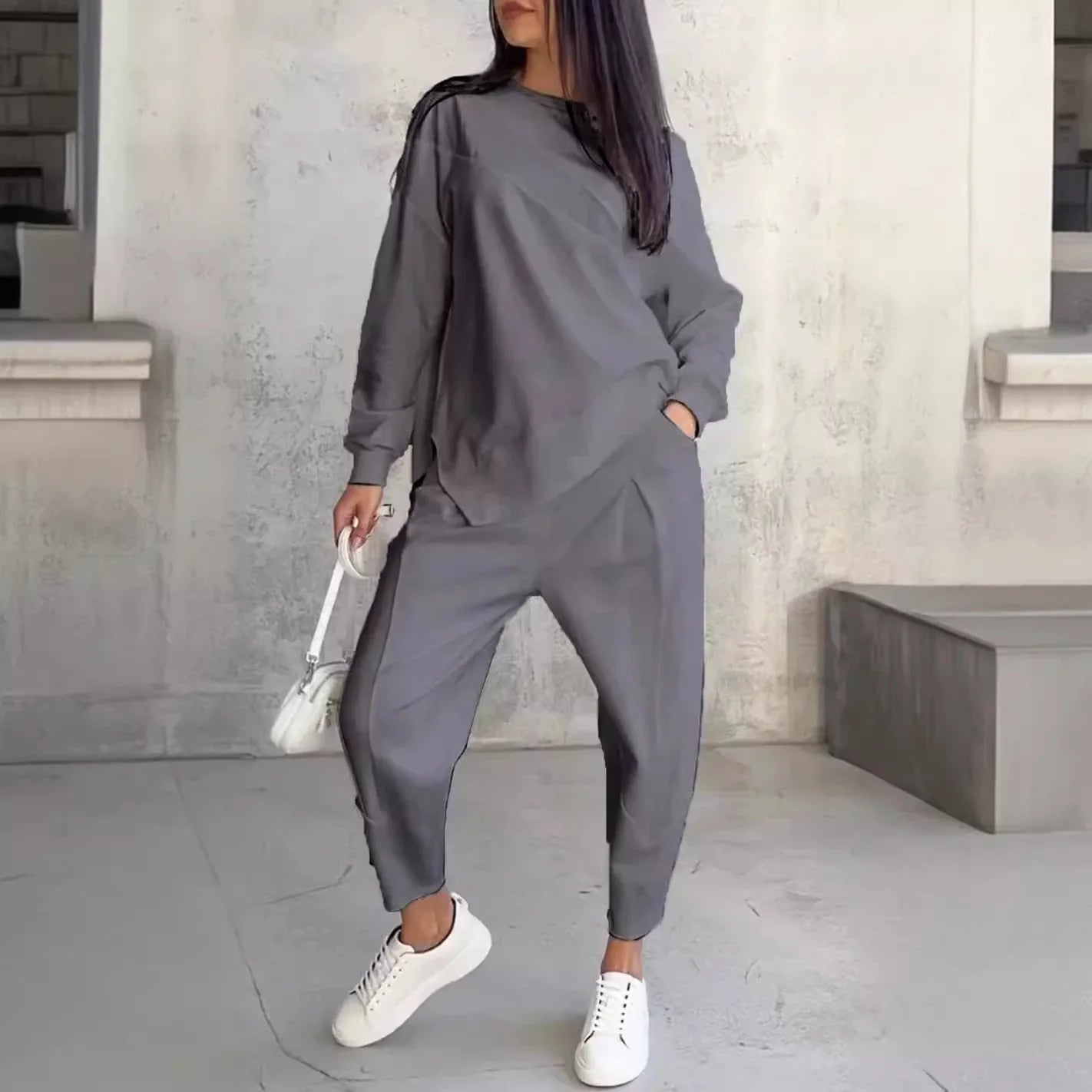 Ladies Soft 2 Piece Long Sleeve Top Set