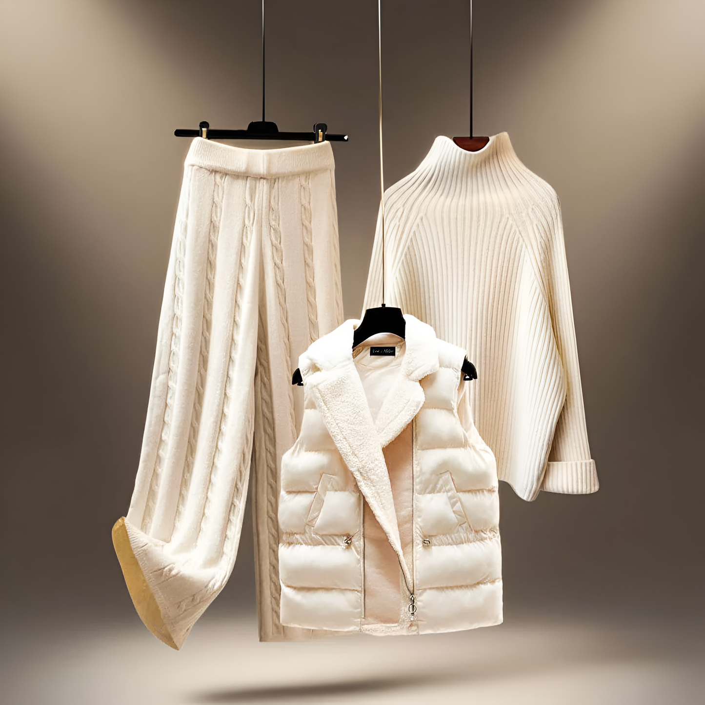 Soft Women's Knit Lounge 3 Piece Tracksuit Set - VogeLuxe