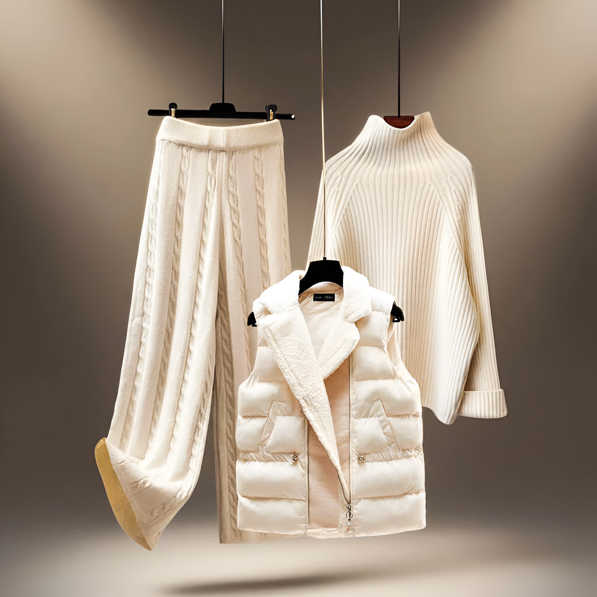 Soft Women's Knit Lounge 3 Piece Tracksuit Set - VogeLuxe