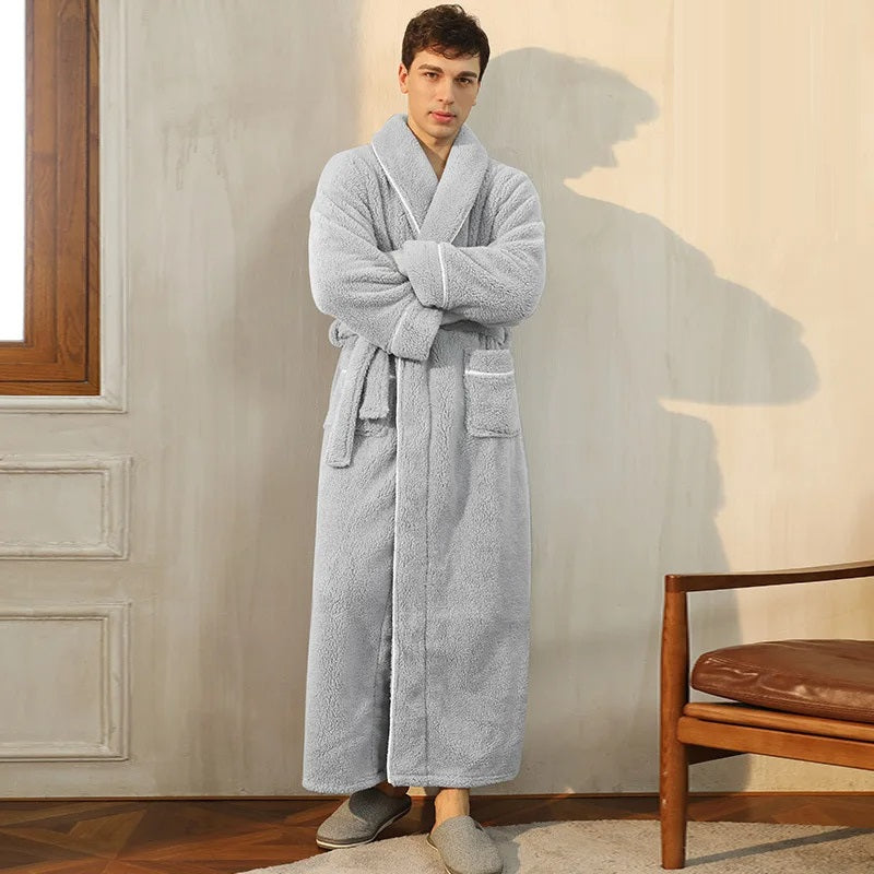 Soft Plush Robe for Men with Hooded Collar - BritishElegance