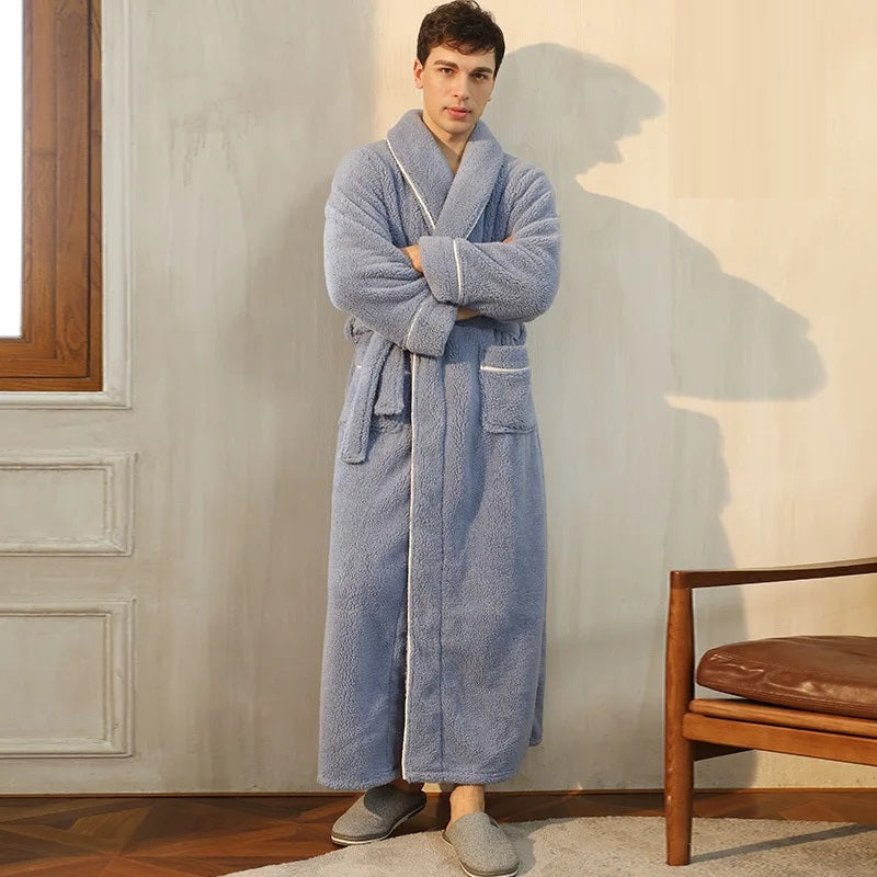 Soft Plush Robe for Men with Hooded Collar