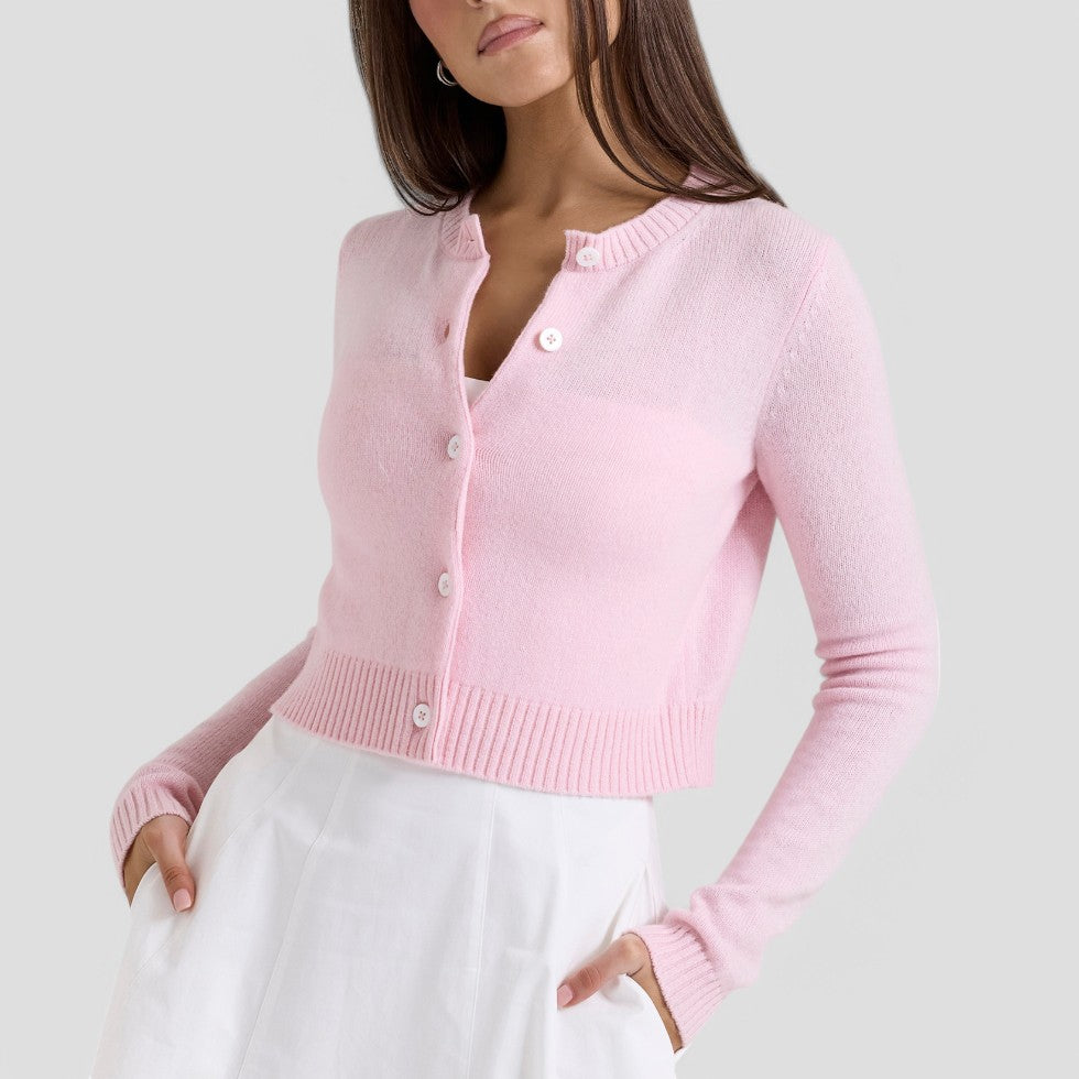 Women's Cropped Knit Cardigan Soft Knitwear Spring Style