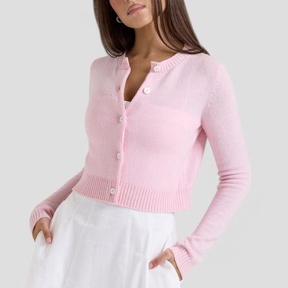 Women's Cropped Knit Cardigan Soft Knitwear Spring Style