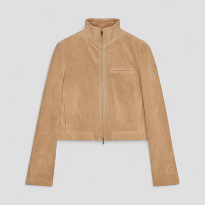 Women’s Cropped Suede-Style Jacket with Zip Detail 5