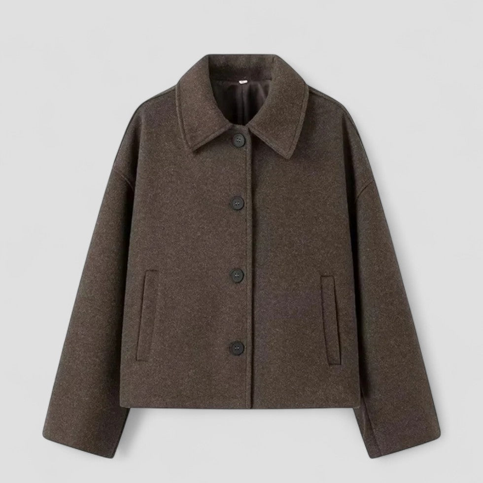 Women's Cropped Wool Blend Button Up Jacket