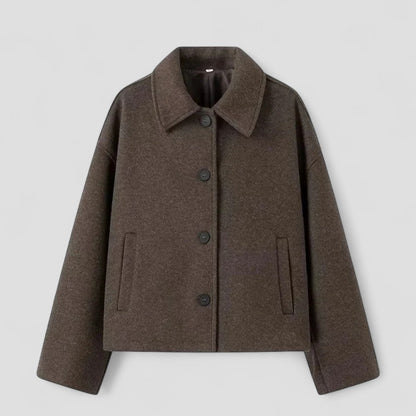 Women's Cropped Wool Blend Button Up Jacket