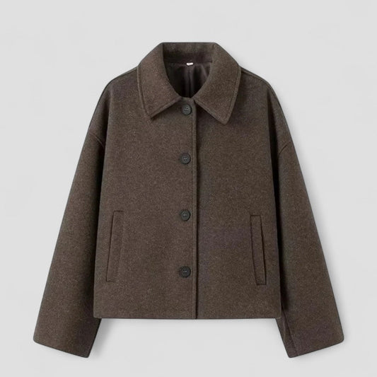 Women's Cropped Wool Blend Button Up Jacket