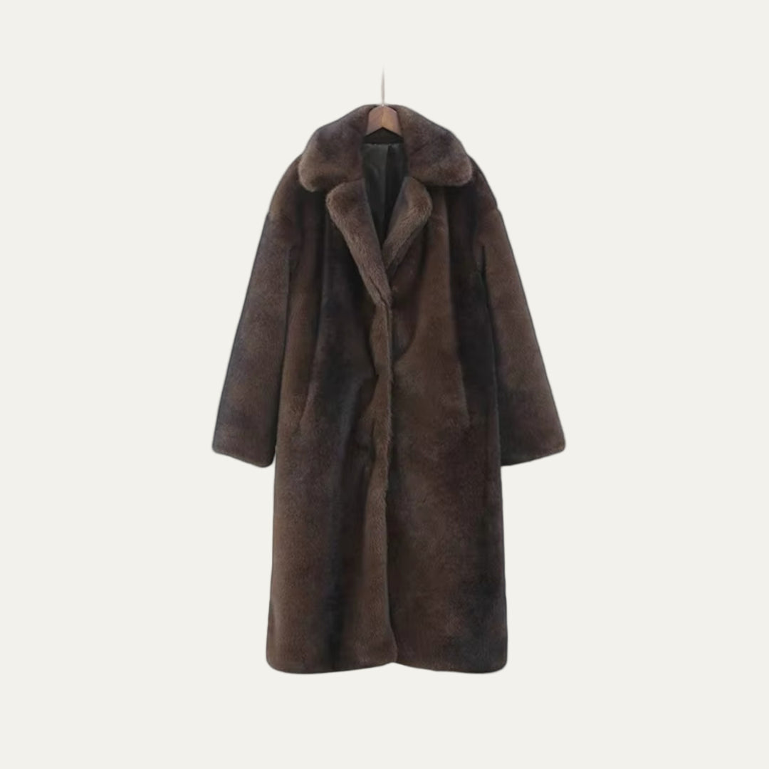 Women’s Dark Brown Long Faux Fur Coat – Luxe Winter Outerwear 3