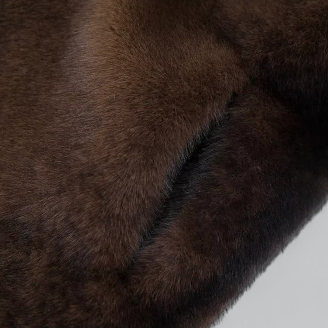 Women’s Dark Brown Long Faux Fur Coat – Luxe Winter Outerwear 4