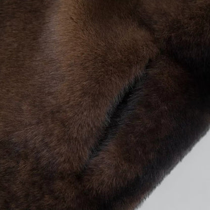 Women’s Dark Brown Long Faux Fur Coat – Luxe Winter Outerwear 4