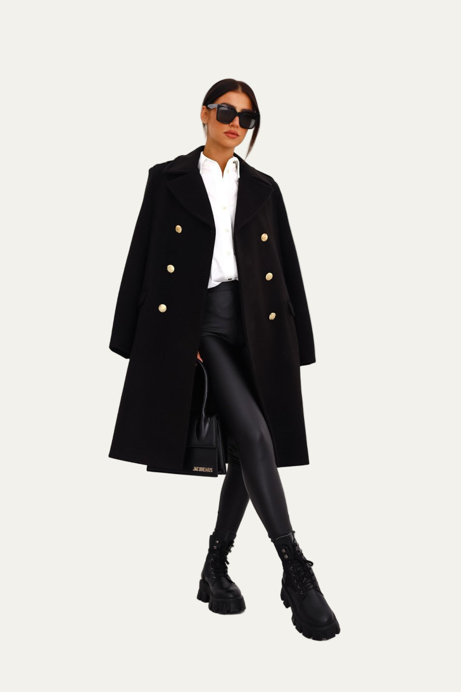 Women’s Double-Breasted Long Coat – Tailored Winter Coat 0