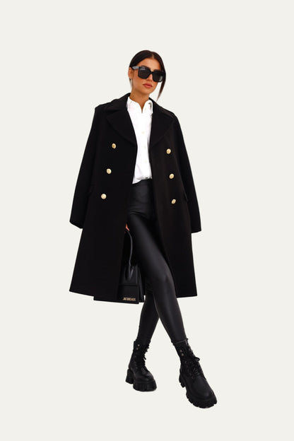 Women’s Double-Breasted Long Coat – Tailored Winter Coat 0