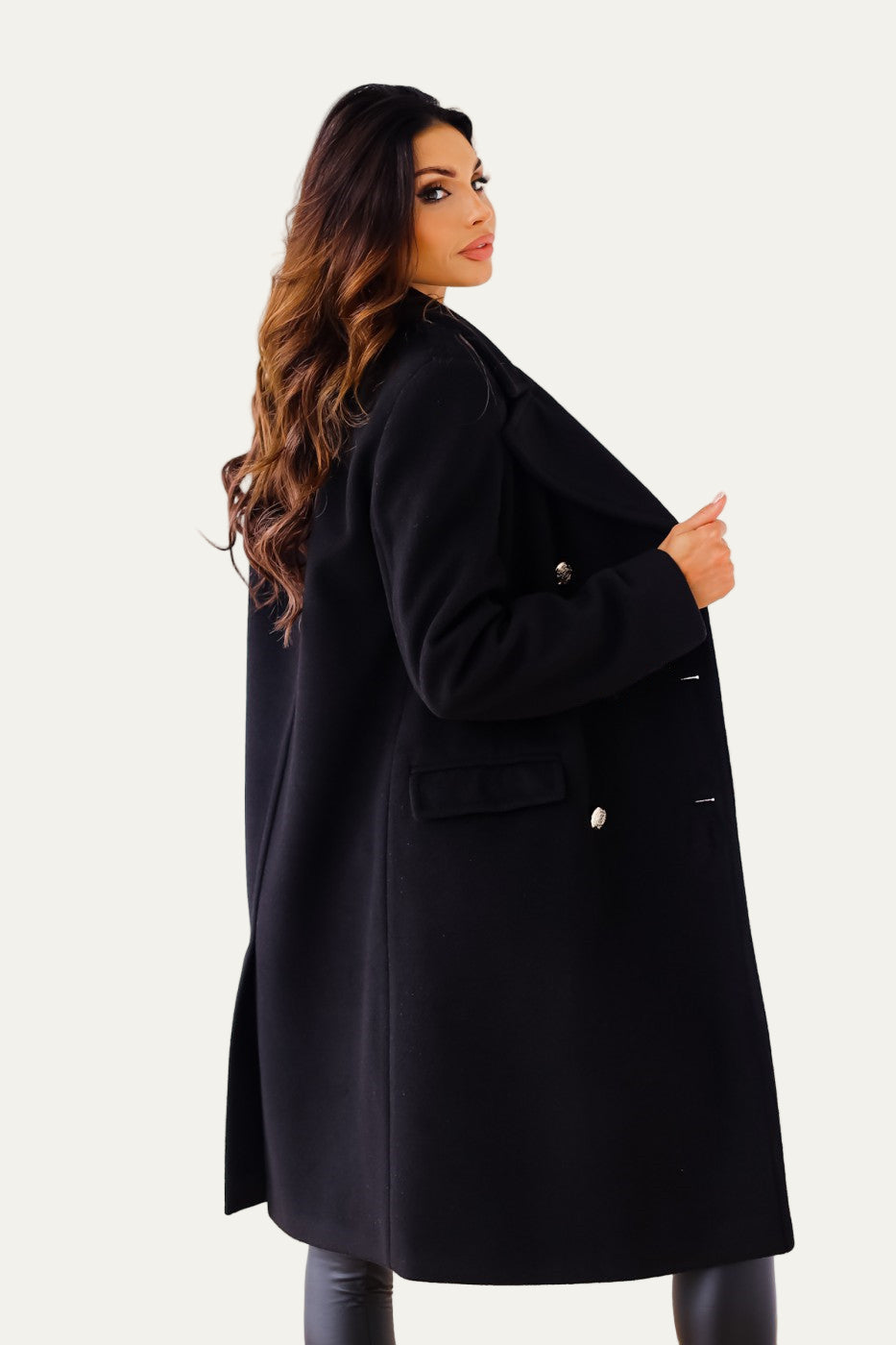 Women’s Double-Breasted Long Coat – Tailored Winter Coat 3