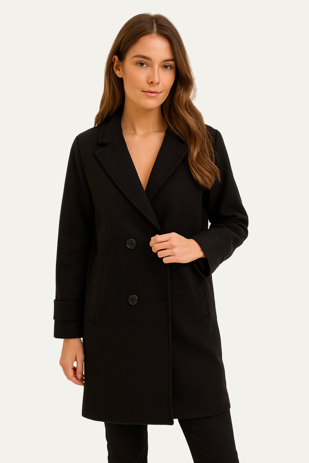 Women’s Double-Breasted Long Coat with Wide Lapels – Smart Casual and Formal 2