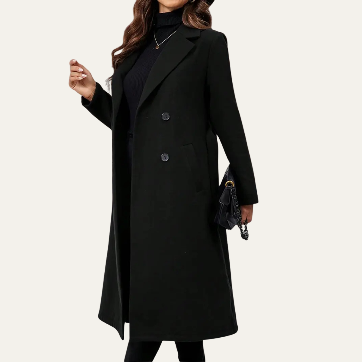 Women’s Double-Breasted Long Overcoat – Belted Tailored Fit for Autumn & Winter 3