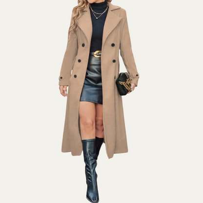 Women’s Double-Breasted Long Overcoat – Tailored Lapel Design for Autumn & Winter 3