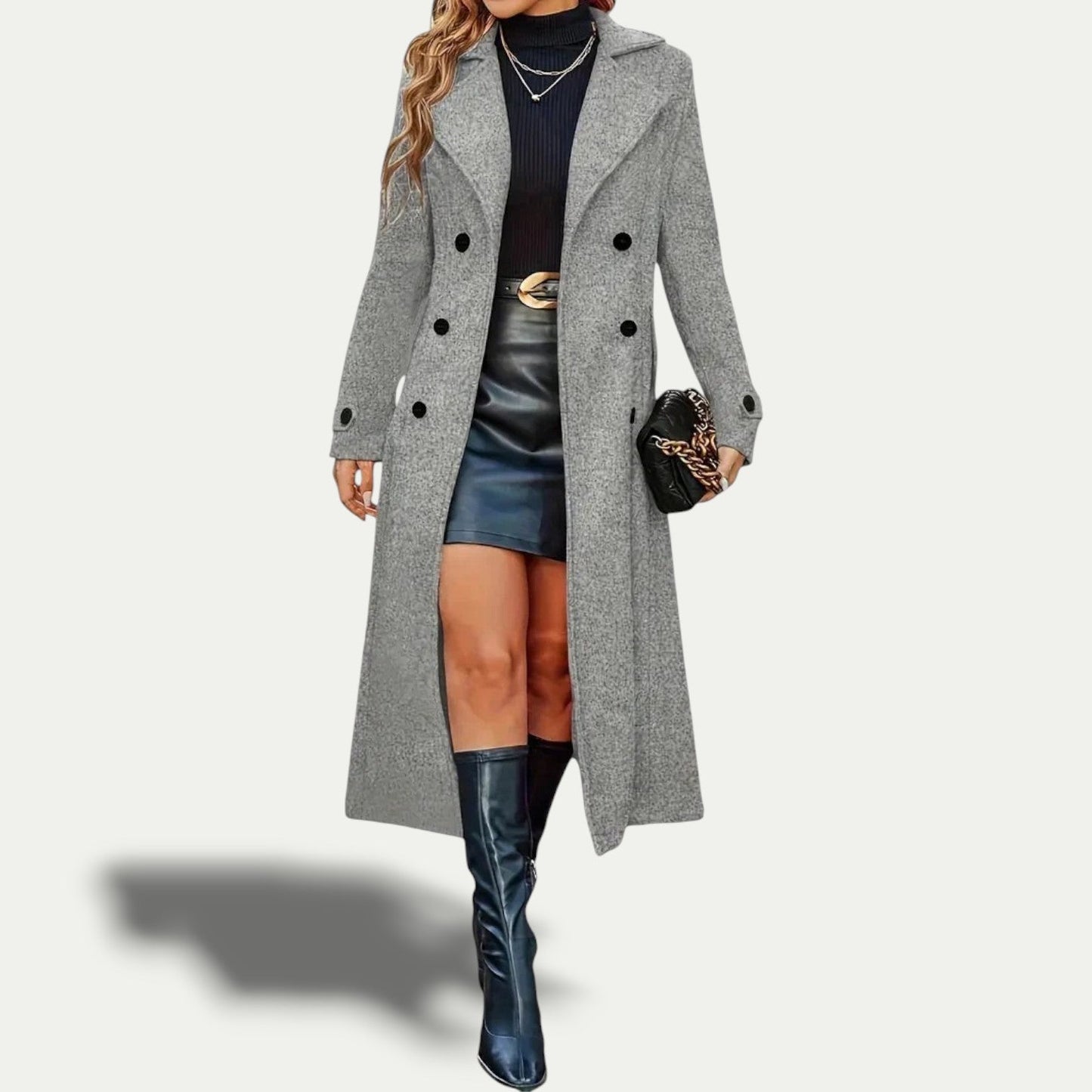 Women’s Double-Breasted Longline Coat – Winter Outerwear 0