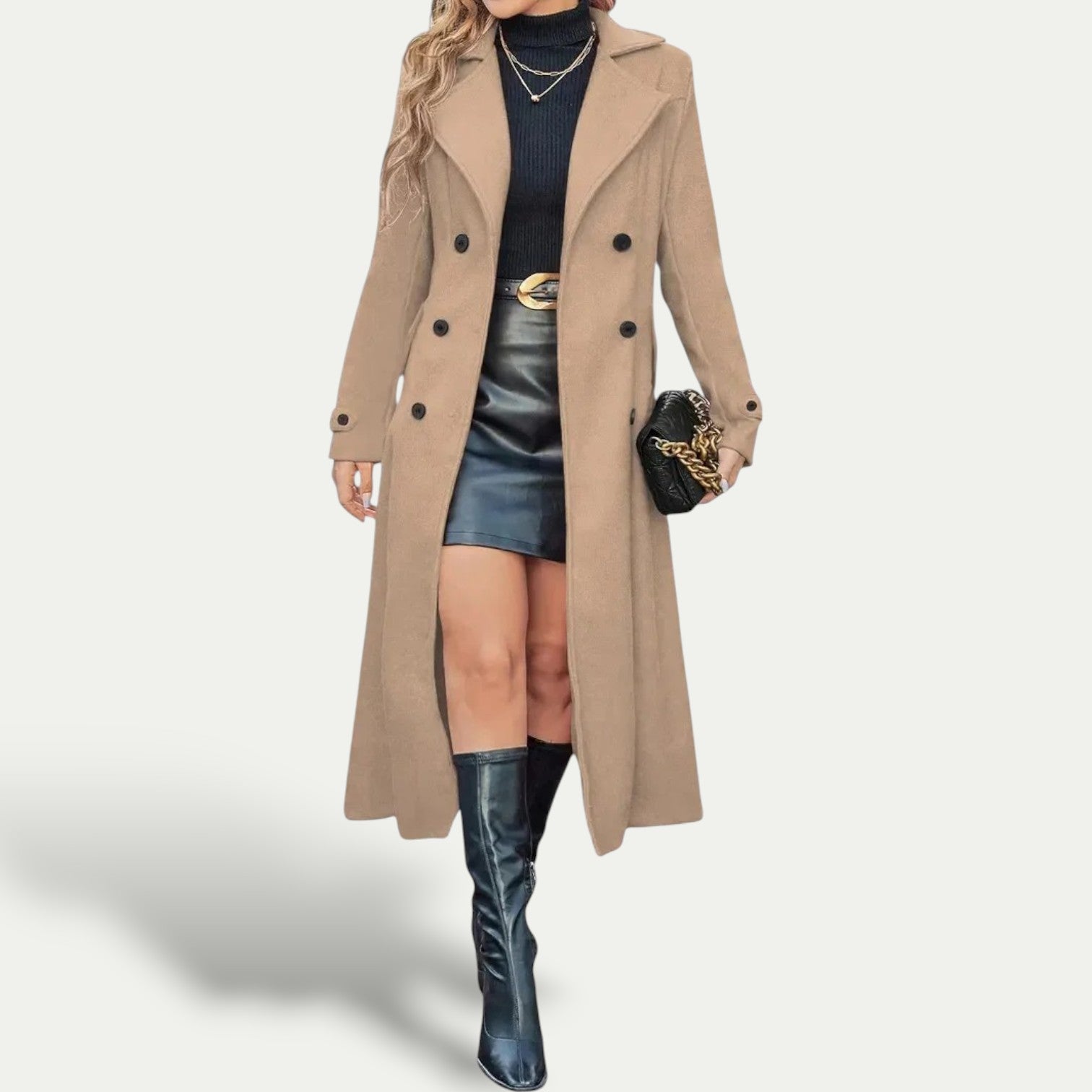 Women’s Double-Breasted Longline Coat – Winter Outerwear 3