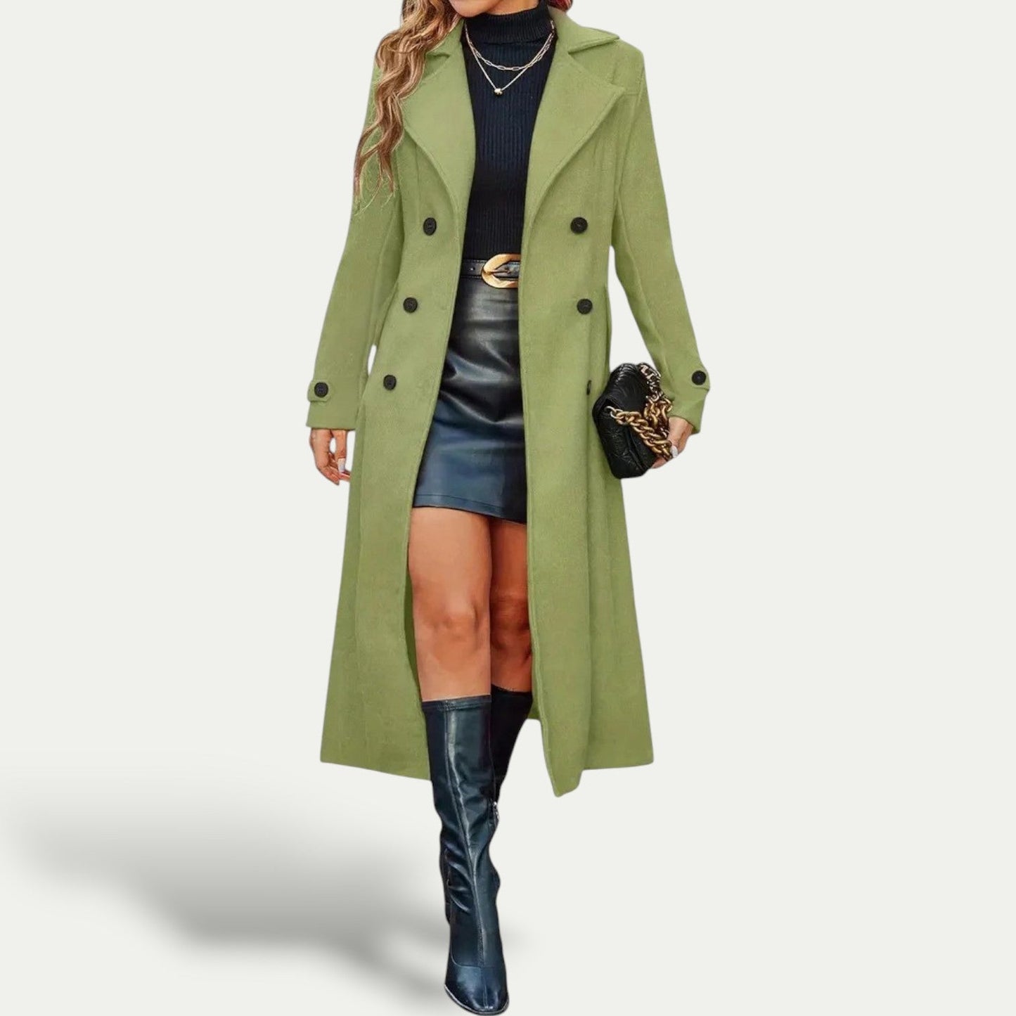 Women’s Double-Breasted Longline Coat – Winter Outerwear 4