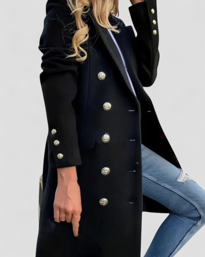 VogeLuxe | Women’s Elegant Woolen Long Overcoat