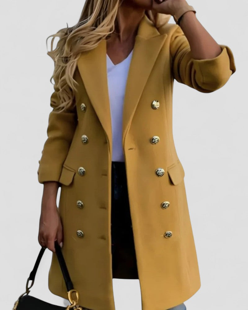 VogeLuxe | Women’s Elegant Woolen Long Overcoat