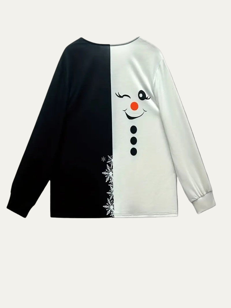 Women’s Elegant Christmas Snowman Zipper Sweatshirt 2