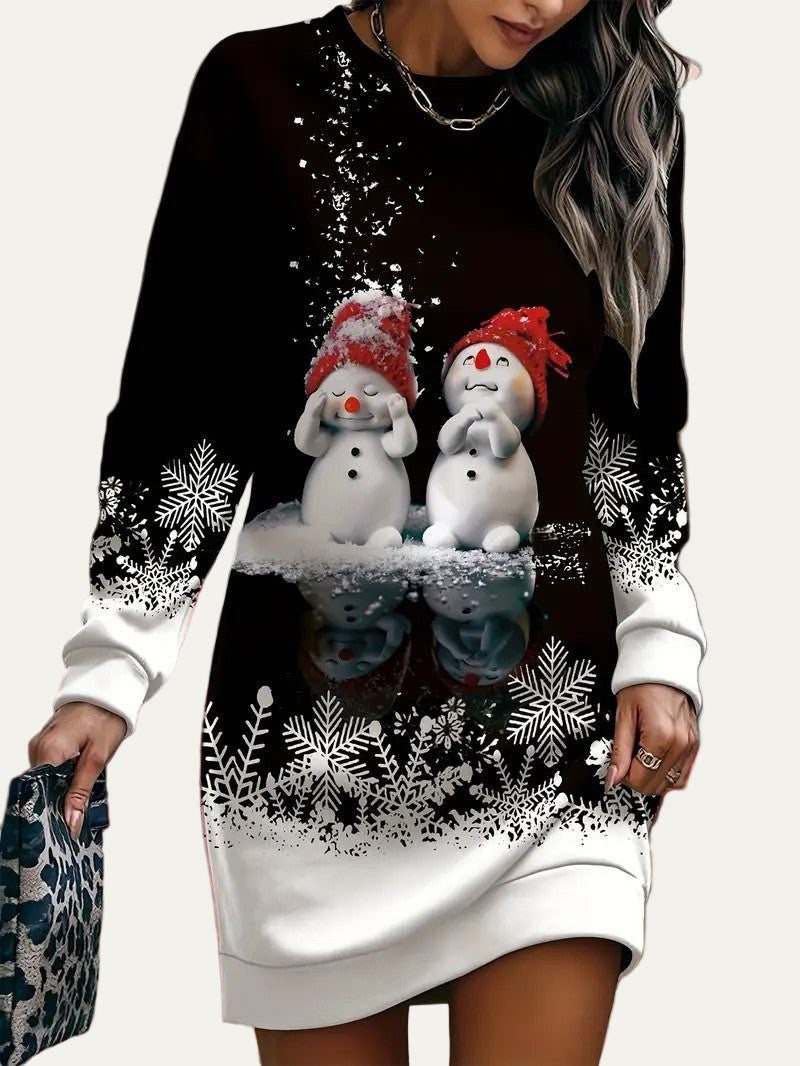 Women’s Elegant Snowman Print Sweatshirt 0