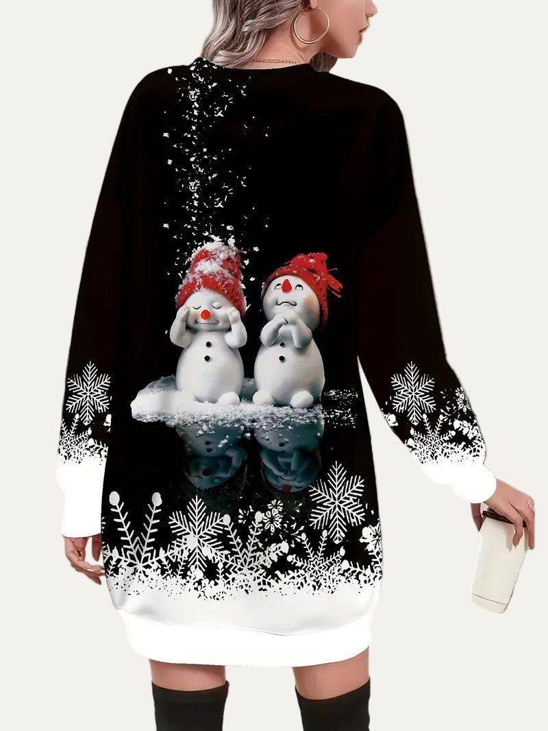Women’s Elegant Snowman Print Sweatshirt 1