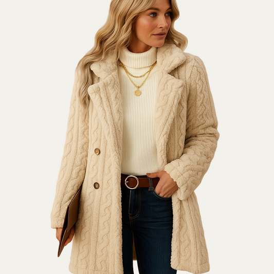 VogeLuxe | Women’s Cable Knit Double Breasted Wool Coat